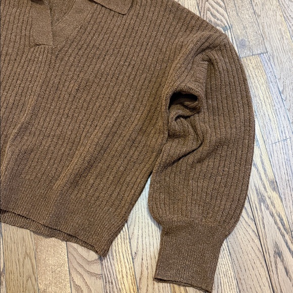 Olive & Oak Chestnut Brown Ribbed Collared Knit - Picture 3 of 7